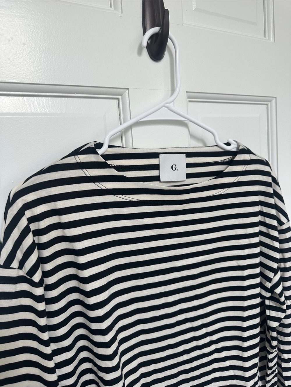 G. Label by goop Black Ivory Striped Long Sleeve Top Size M - Picture 3 of 4